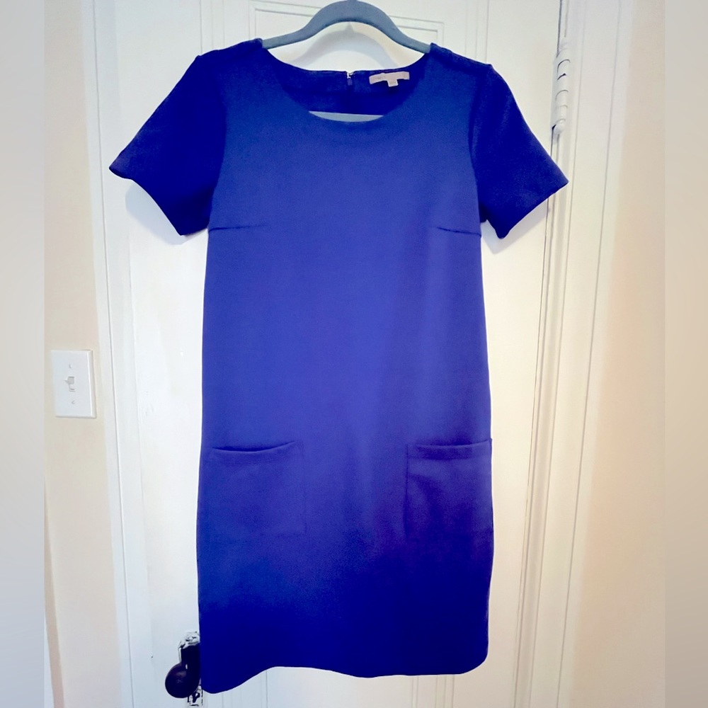 Royal blue tunic dress with patch pockets